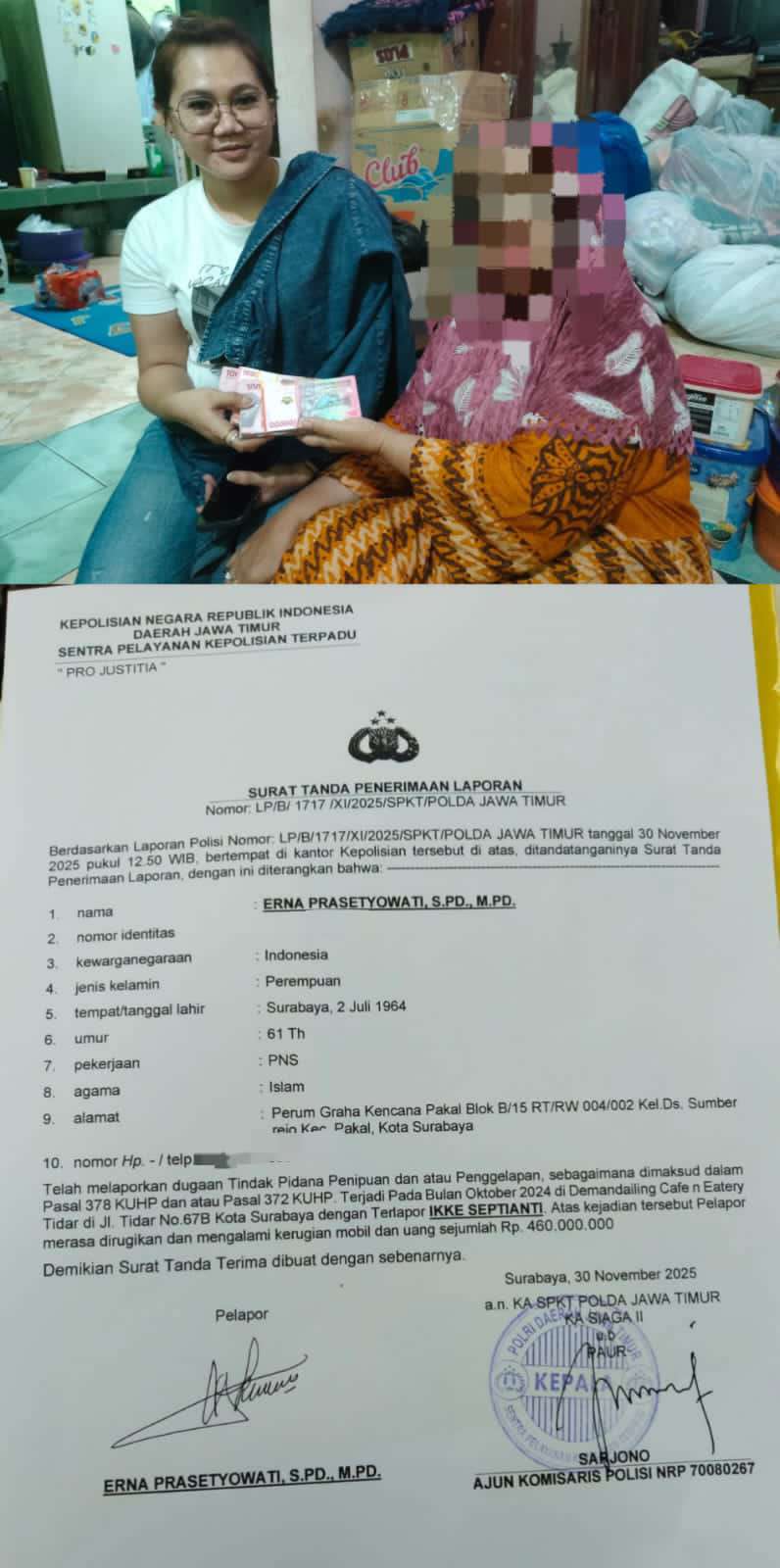 Foto: Ikke Septianti Desa Bogem Magetan Terlibat Kasus Penipuan dan Penggelapan, Dilaporkan ke Polda Jatim