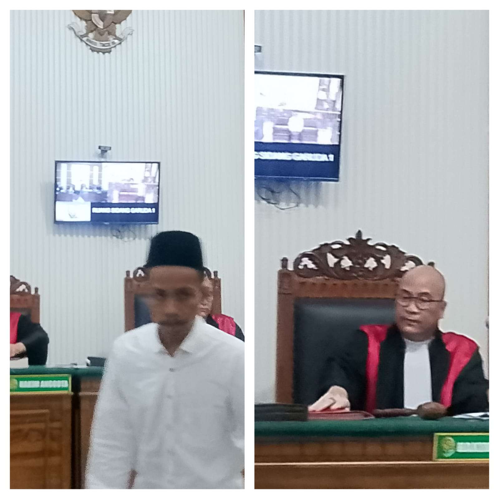 Foto: Suasana persidangan di PN Surabaya saat majelis hakim membacakan vonis perkara peredaran narkotika jenis sabu.