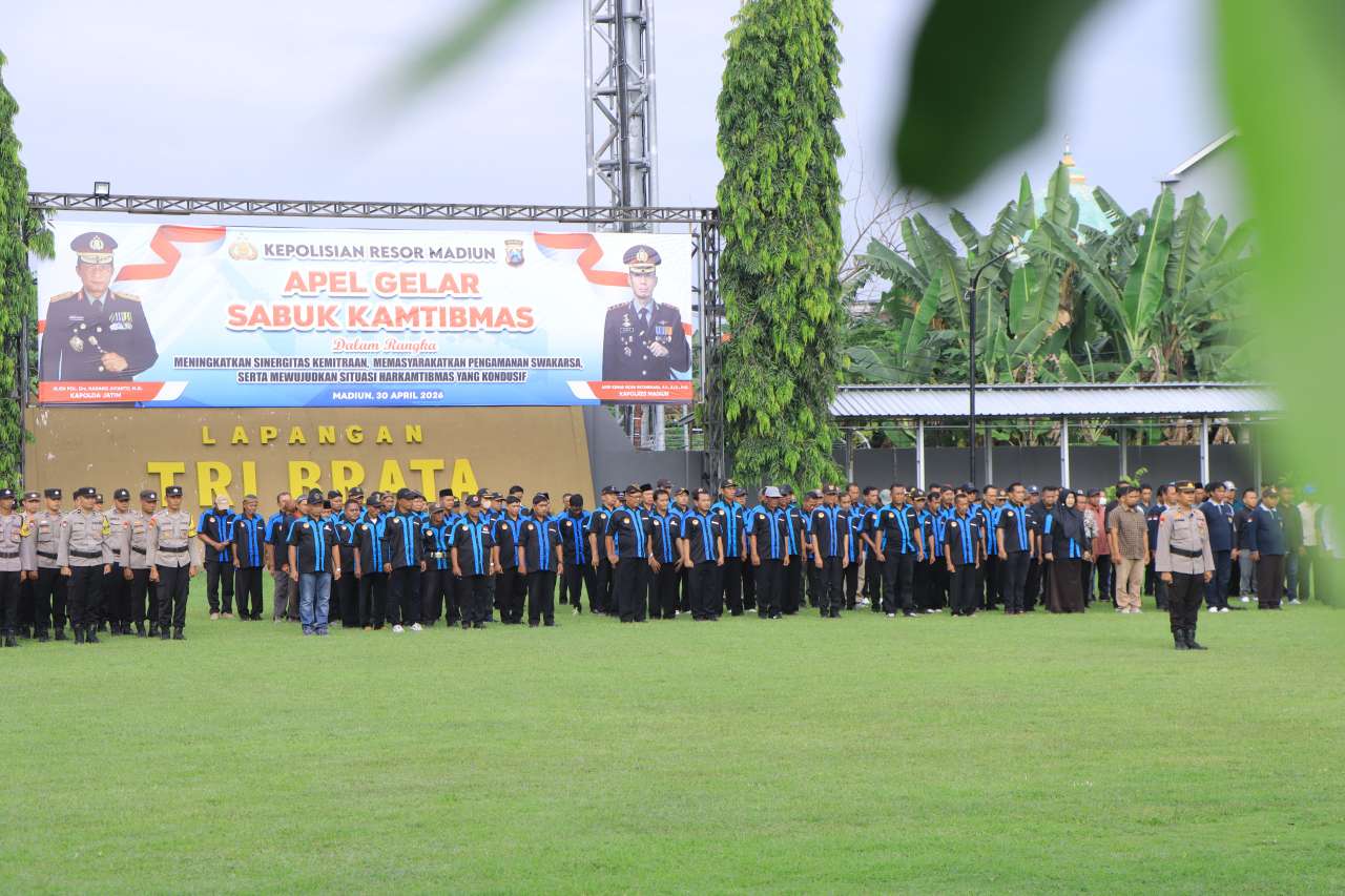 Foto: Apel Gelar Sabuk Kamtibmas Polres Madiun di Lapangan Tri Brata bersama masyarakat dan FKPM