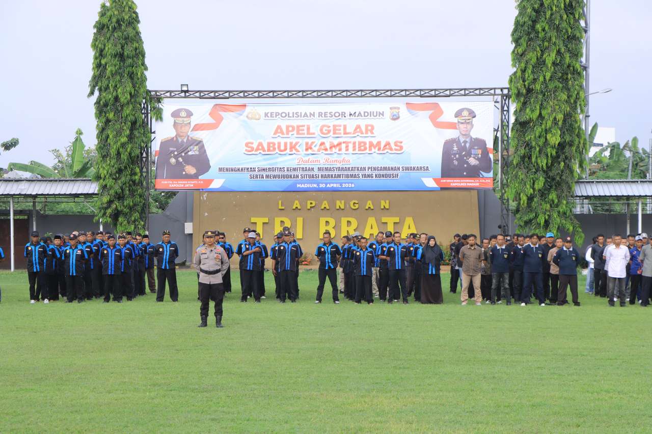 Foto: Apel Gelar Sabuk Kamtibmas Polres Madiun di Lapangan Tri Brata bersama masyarakat dan FKPM