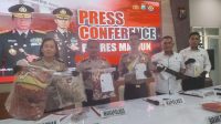 Foto: Konferensi pers Polres Madiun terkait penangkapan residivis pelaku pembunuhan Mak Santi di Saradan Kabupaten Madiun.