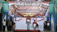 Foto: Peserta TK dan RA tampil atraktif dalam Lomba Drumband Kapolres Madiun Kota Cup XI di GOR Wilis Madiun dalam rangka Hari Bhayangkara ke-80 Tahun 2026.