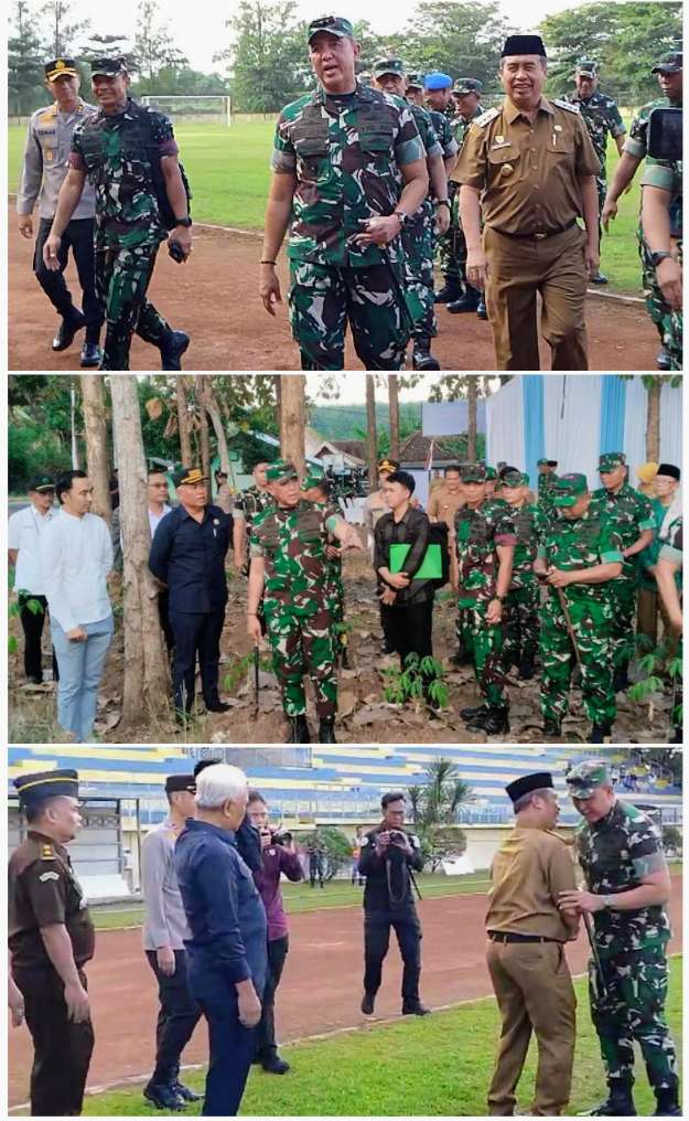 Foto: Pangdam V/Brawijaya Mayjen TNI Rudy Saladin meninjau lokasi pembangunan Yonif TP di Kabupaten Madiun bersama Forkopimda setempat.