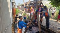 Foto: Petugas gabungan BPBD dan DPKP Surabaya mengevakuasi sapi yang tercebur ke sungai di Jalan Raci Gang 2 Benowo Surabaya. Foto: Petugas gabungan BPBD dan DPKP Surabaya mengevakuasi sapi yang tercebur ke sungai di Jalan Raci Gang 2 Benowo Surabaya.