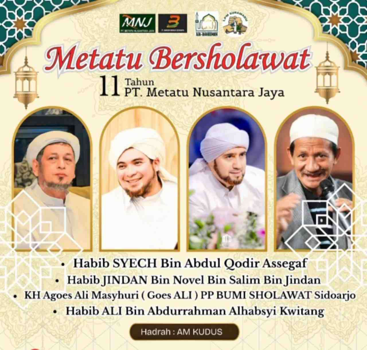 Foto: Habib Syech dan sejumlah ulama nasional dijadwalkan hadir dalam acara MNJ Bersholawat HUT ke-11 PT Metatu Nusantara Jaya di Gresik.