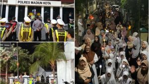 Foto: Personel Polres Madiun Kota mengikuti apel pengamanan takbir keliling Idul Adha 1447 Hijriah di halaman Mapolres Madiun Kota.