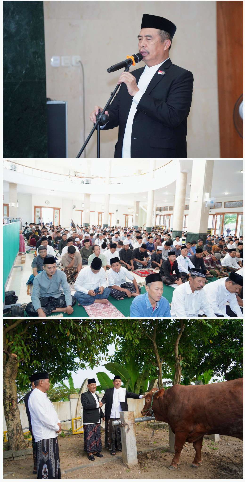 Foto: Bupati Madiun Hari Wuryanto saat menghadiri Sholat Idul Adha 1447 Hijriah di Masjid Quba Kabupaten Madiun bersama ribuan jemaah.