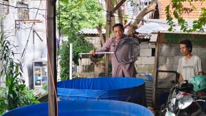 Foto: Bhabinkamtibmas Polsek Genteng bersama warga Kampung Lemah Putro mengembangkan budidaya lele dan produksi abon lele untuk mendukung ketahanan pangan di Surabaya.