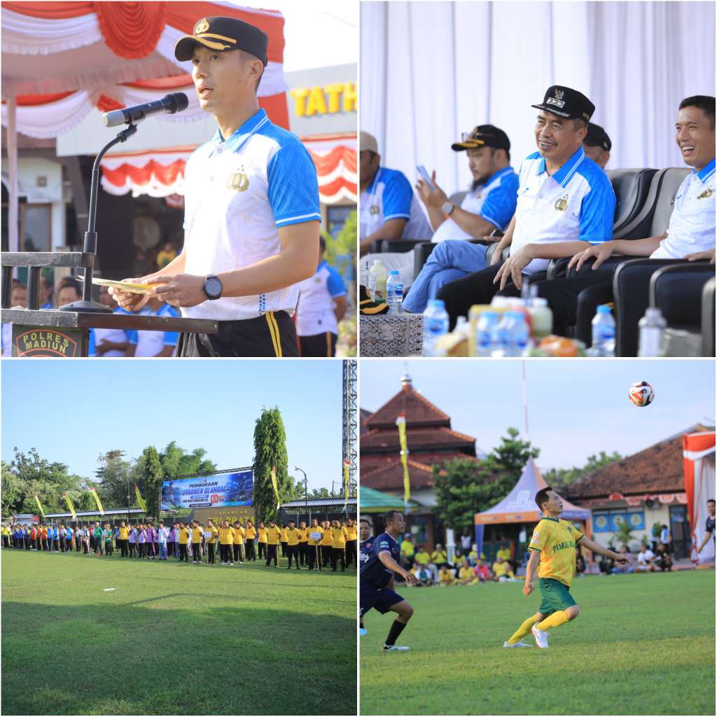 Foto: Kapolres Madiun AKBP Kemas Indra Natanegara membuka turnamen olahraga dan e-sports dalam rangka Hari Bhayangkara ke-80 di Kabupaten Madiun.