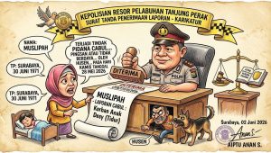 Foto: Ilustrasi petugas Polres Pelabuhan Tanjung Perak sedang melakukan penyelidikan kasus kejahatan.