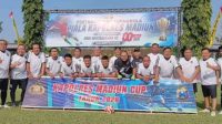 Foto: Pemain Sparta Pena merayakan kemenangan 5-3 atas PKDI Kabupaten Madiun pada pertandingan Kapolres Madiun Cup U-40 2026 di Lapangan Tri Brata Polres Madiun.