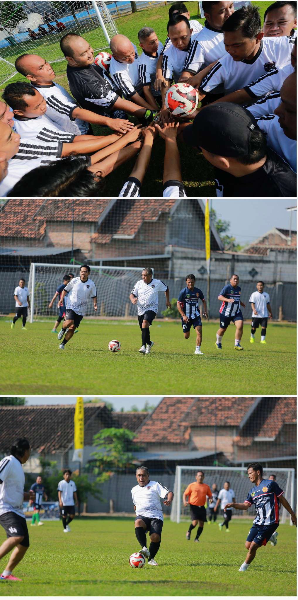 Foto: Pemain Sparta Pena merayakan kemenangan 5-3 atas PKDI Kabupaten Madiun pada pertandingan Kapolres Madiun Cup U-40 2026 di Lapangan Tri Brata Polres Madiun.