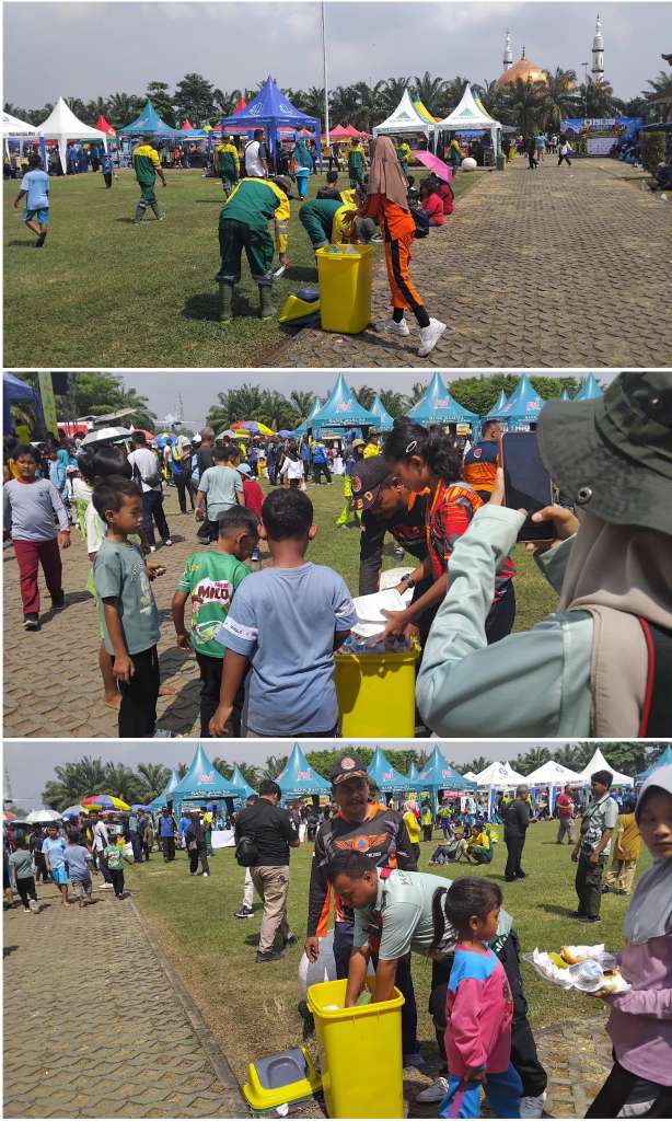 Foto: Bupati Madiun Hari Wuryanto bersama masyarakat mengikuti aksi bersih lingkungan dalam peringatan Hari Lingkungan Hidup Sedunia 2026 di Alun-Alun Reksogati Caruban