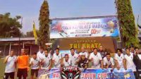 Foto: Pemain Sparta Pena FC merayakan kemenangan 3-2 atas Bank Jatim pada Turnamen Mini Soccer U-40 Piala Kapolres Madiun 2026 di Lapangan Tri Brata Polres Madiun.