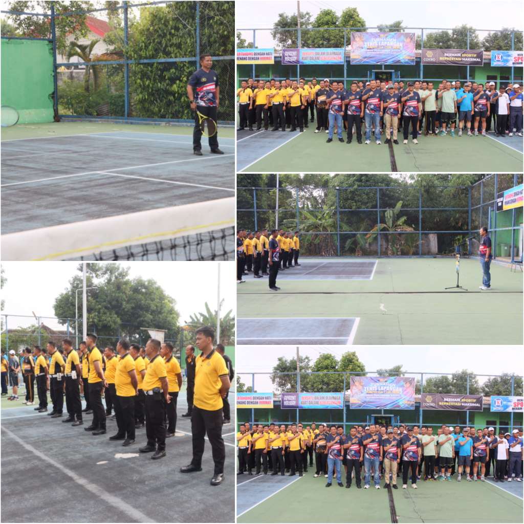 Foto: Kapolres Madiun Kota AKBP Wiwin Junianto Supriyadi membuka Turnamen Tenis Lapangan Kapolda Jatim Cup 2026 Babak Penyisihan Rayon V di Lapangan Tenis INKA Kota Madiun dalam rangka Hari Bhayangkara ke-80.