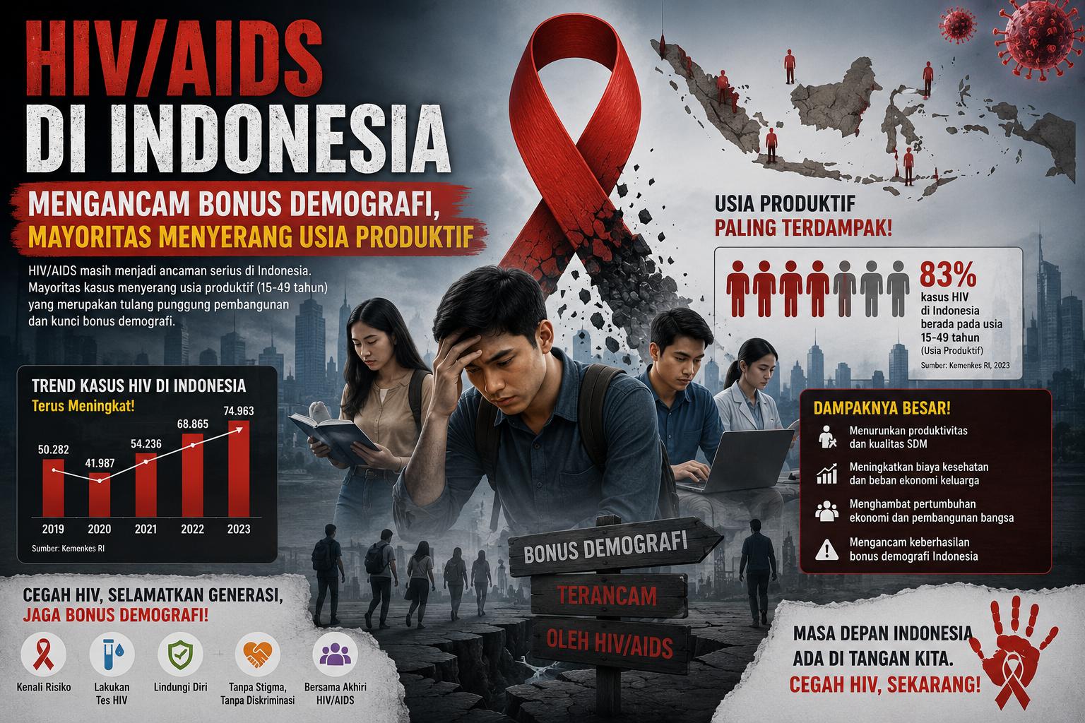Foto: Ilustrasi pemeriksaan HIV/AIDS di Indonesia sebagai upaya deteksi dini untuk melindungi penduduk usia produktif dan mendukung bonus demografi nasional.