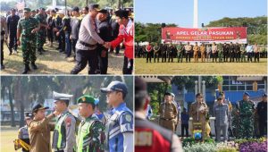 Foto: Kapolres Madiun Kota AKBP Wiwin Junianto memimpin Apel Gelar Pasukan Operasi Aman Suro 2026 di Alun-Alun Kota Madiun dengan melibatkan 983 personel gabungan TNI, Polri, dan instansi terkait.