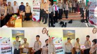 Foto: Kapolres Madiun AKBP Kemas Indra Natanegara saat memberikan santunan dan paket sembako kepada anggota Polri yang sakit serta purnawirawan dalam kegiatan anjangsana Hari Bhayangkara ke-80 Tahun 2026.