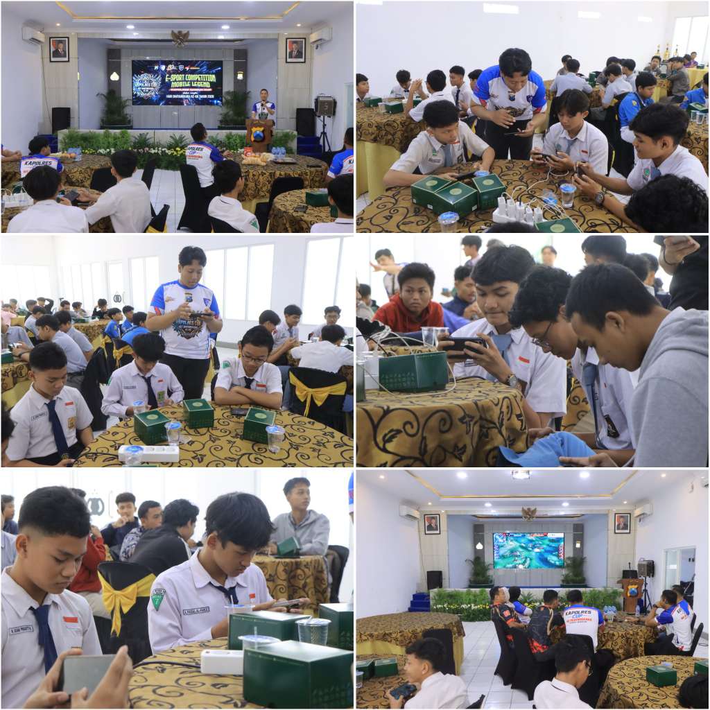 Foto: Kapolres Madiun AKBP Kemas Indra Natanegara membuka Turnamen E-Sport Competition Hari Bhayangkara ke-80 yang diikuti puluhan tim pelajar dan peserta umum di Gedung Bhayangkara Polres Madiun.