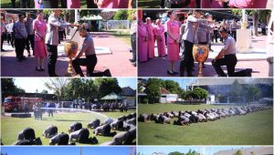 Foto: Kapolres Madiun memimpin upacara kenaikan pangkat 77 personel Polres Madiun periode 1 Juli 2026 di Lapangan Tribrata Polres Madiun.