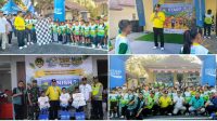 Foto: Bupati Madiun Hari Wuryanto melepas 85 peserta The Nice Kids Fun Run 2026 di depan Balai Desa Bongsopotro, Kecamatan Saradan, Kabupaten Madiun.