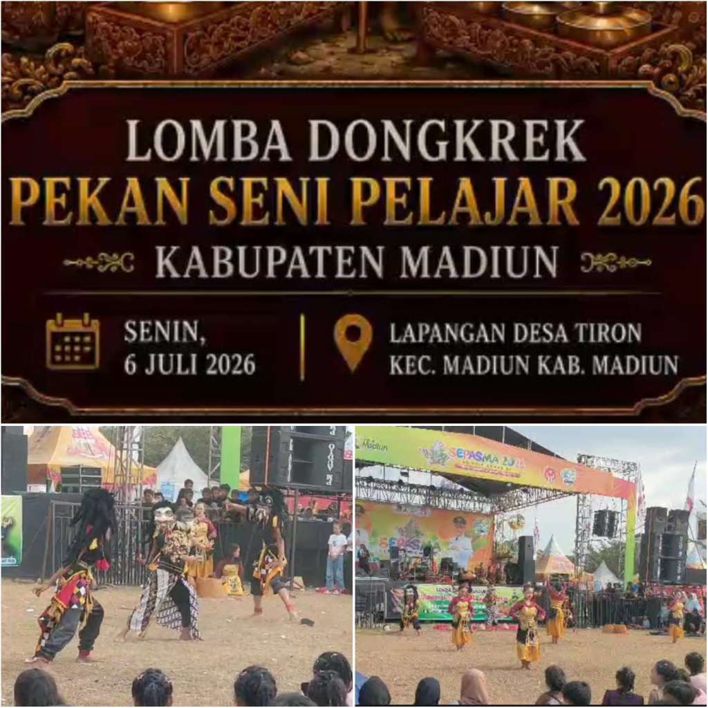 Foto: Tim Rinengga Seni Jawa SMAN 1 Saradan meraih Juara I Lomba Dongkrek pada Pekan Seni Pelajar Kabupaten Madiun 2026 dengan karya bertajuk KARMA