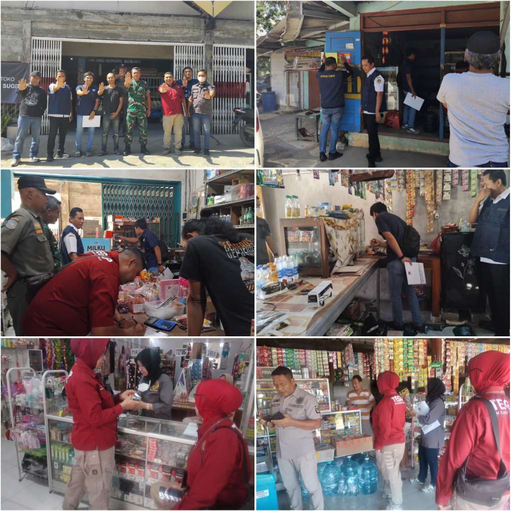 Foto: Petugas Satpol PP Kabupaten Madiun bersama Bea Cukai dan TNI-Polri melakukan operasi pemberantasan rokok ilegal di warung dan toko eceran Kecamatan Gemarang, Kabupaten Madiun.