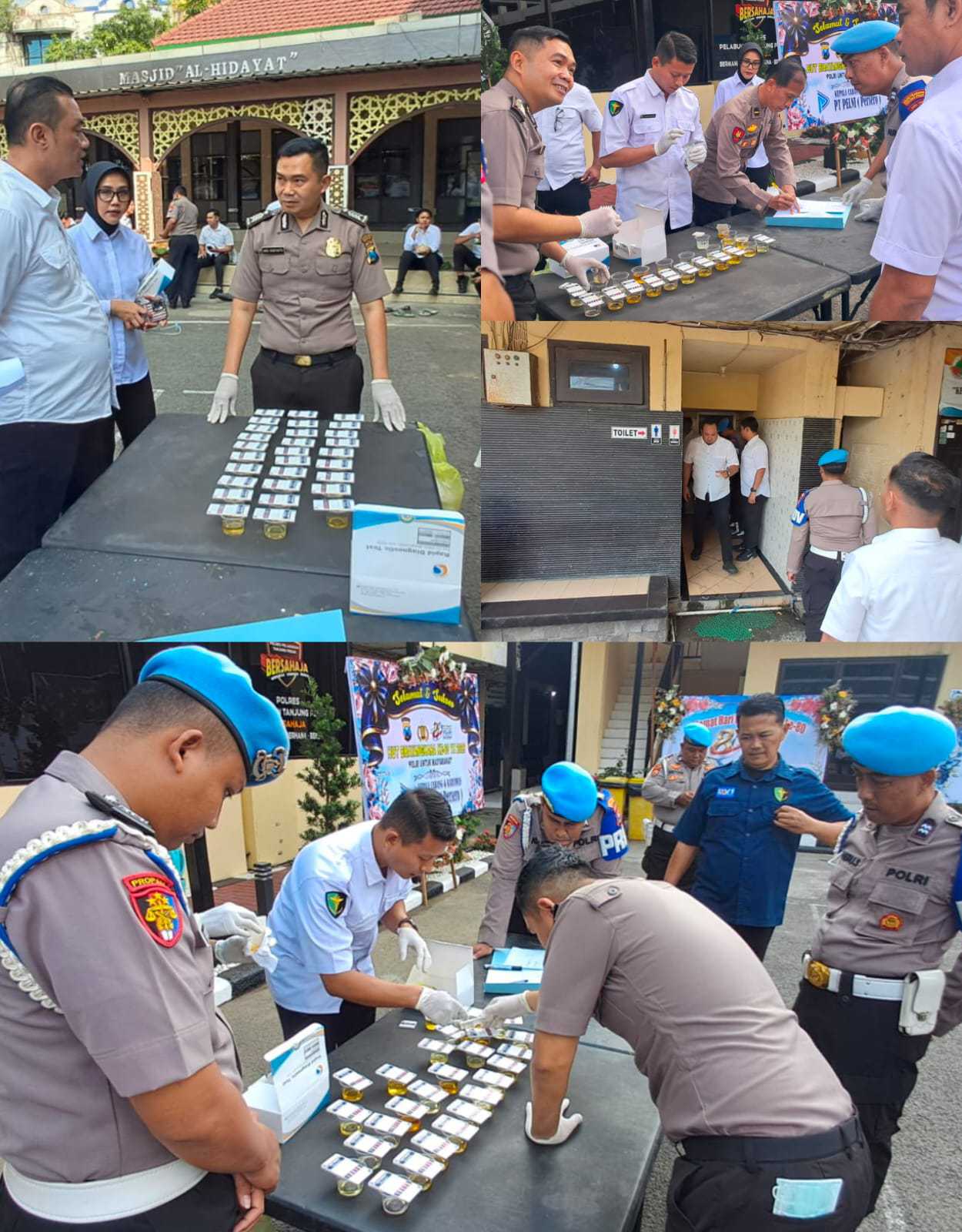 Foto: Kasat Reskoba Polres Pelabuhan Tanjung Perak bersama personel Satresnarkoba mengikuti tes urine mendadak sebagai upaya menjaga integritas dan memastikan seluruh anggota bebas dari penyalahgunaan narkotika