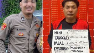 Foto: Pelaku kasus dugaan kekerasan seksual yang diduga mengaku sebagai anggota Polri di Polrestabes Surabaya.