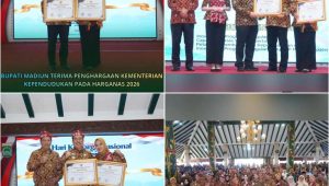 Foto: Bupati Madiun H. Hari Wuryanto menerima penghargaan dari Kementerian Kependudukan dan Pembangunan Keluarga pada puncak Hari Keluarga Nasional (Harganas) 2026 di Kabupaten Malang, Jawa Timur