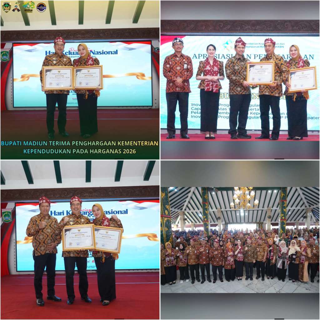 Foto: Bupati Madiun H. Hari Wuryanto menerima penghargaan dari Kementerian Kependudukan dan Pembangunan Keluarga pada puncak Hari Keluarga Nasional (Harganas) 2026 di Kabupaten Malang, Jawa Timur