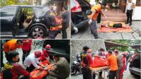 Foto: Petugas gabungan mengevakuasi jenazah pria yang ditemukan meninggal di dalam mobil di Jalan Bukit Barisan, Surabaya. Foto: Petugas gabungan mengevakuasi jenazah pria yang ditemukan meninggal di dalam mobil di Jalan Bukit Barisan, Surabaya.