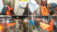 Foto: Petugas gabungan melakukan olah TKP dan evakuasi jenazah pria yang ditemukan meninggal di rumah kawasan Dupak, Krembangan, Surabaya.