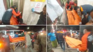 Foto: Petugas gabungan melakukan olah TKP dan evakuasi jenazah pria yang ditemukan meninggal di rumah kawasan Dupak, Krembangan, Surabaya.