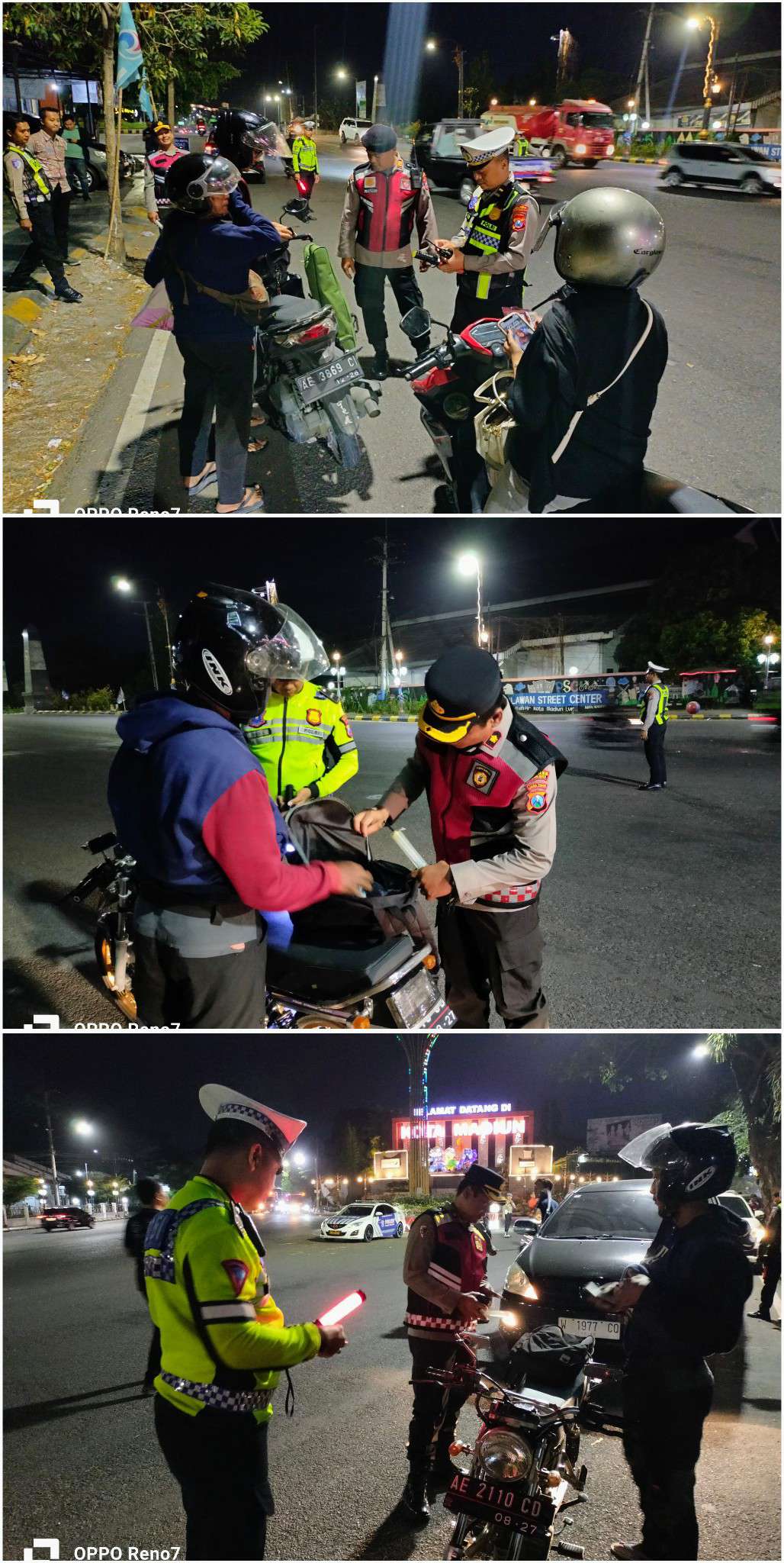 Foto: Personel Polres Madiun Kota melaksanakan penyekatan di wilayah hukum setempat sebagai langkah antisipasi pengerahan massa menuju Surabaya pada Kamis malam 30 Juli 2026.