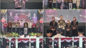Foto: Bupati Madiun Hari Wuryanto bersama AKBP Anton Indra Wetanagara dan AKBP Ridwan Maliki dalam acara kenal pamit Kapolres Madiun di Pendopo Muda Graha Kabupaten Madiun