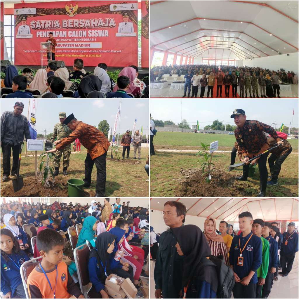 Foto: Bupati Madiun Hari Wuryanto menghadiri pembukaan MPLS dan penetapan calon siswa Sekolah Rakyat Terintegrasi 1 Kabupaten Madiun tahun 2026.