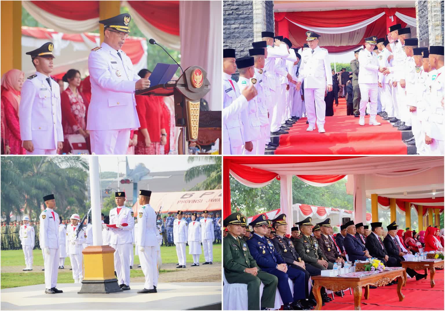 Foto: Bupati Madiun Hari Wuryanto memimpin upacara HUT ke-81 Kemerdekaan RI di Alun-Alun Reksogati Caruban.