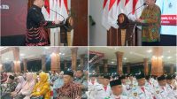Foto: Bupati Madiun memberikan apresiasi kepada anggota Paskibraka Kabupaten Madiun dalam Malam Resepsi Kenegaraan HUT ke-81 RI