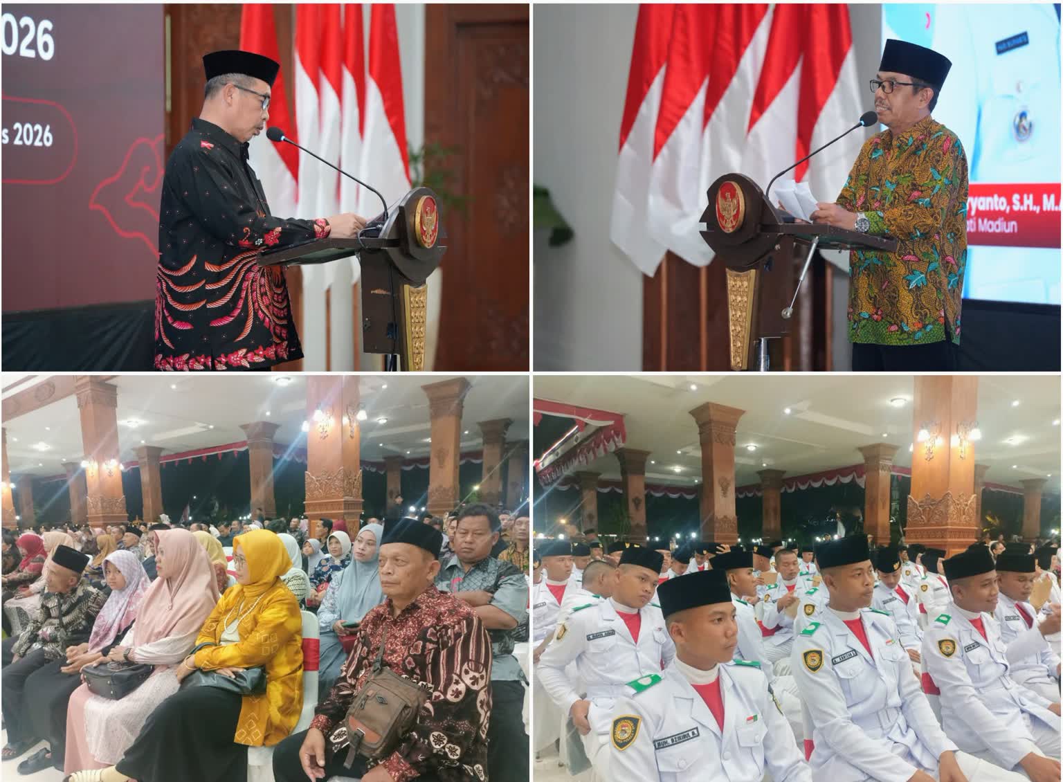 Foto: Bupati Madiun memberikan apresiasi kepada anggota Paskibraka Kabupaten Madiun dalam Malam Resepsi Kenegaraan HUT ke-81 RI