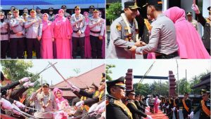 Foto: AKBP Rizki Pratama Wida Prastianto saat menerima estafet kepemimpinan sebagai Kapolres Madiun Kota menggantikan AKBP Wiwin Junianto