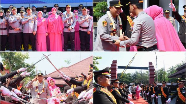 Foto: AKBP Rizki Pratama Wida Prastianto saat menerima estafet kepemimpinan sebagai Kapolres Madiun Kota menggantikan AKBP Wiwin Junianto