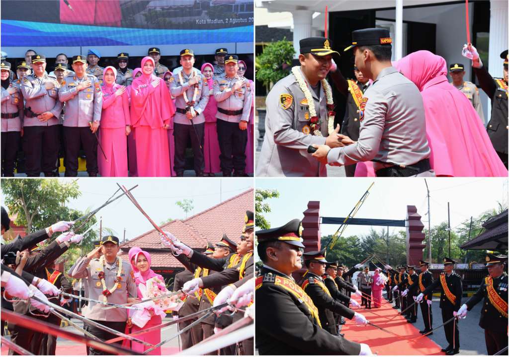 Foto: AKBP Rizki Pratama Wida Prastianto saat menerima estafet kepemimpinan sebagai Kapolres Madiun Kota menggantikan AKBP Wiwin Junianto