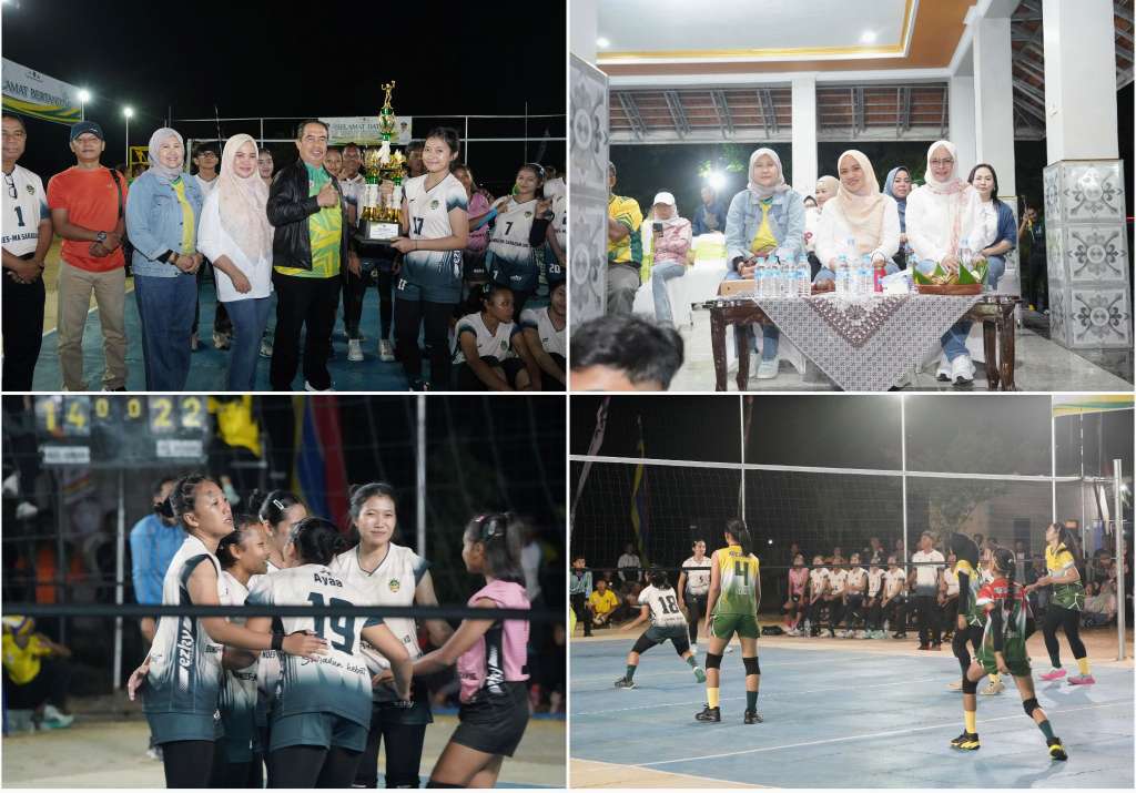 Foto: Bupati Madiun Hari Wuryanto menyerahkan hadiah kepada para juara Kejuaraan Bola Voli Bupati Cup Antar Kecamatan 2026 di Lapangan Desa Ngale, Kecamatan Pilangkenceng.