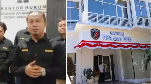 Foto: Kuasa hukum pelapor Rizchi Hari Setiawan saat menyampaikan perkembangan kasus dugaan TPKS di Sambikerep Surabaya