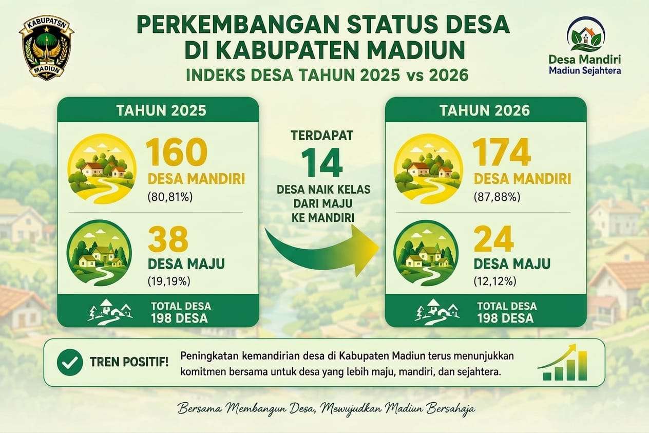 Foto: Pemutakhiran Indeks Desa 2026 Kabupaten Madiun rampung 100 persen dengan 174 desa berstatus Mandiri