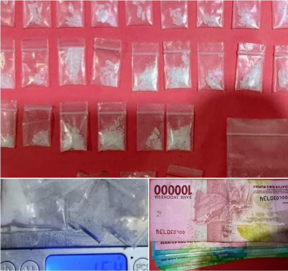 Foto: Polres Pelabuhan Tanjung Perak mengamankan barang bukti 28 poket sabu seberat 15,4 gram dalam pengungkapan peredaran narkotika di Rangkah Surabaya.