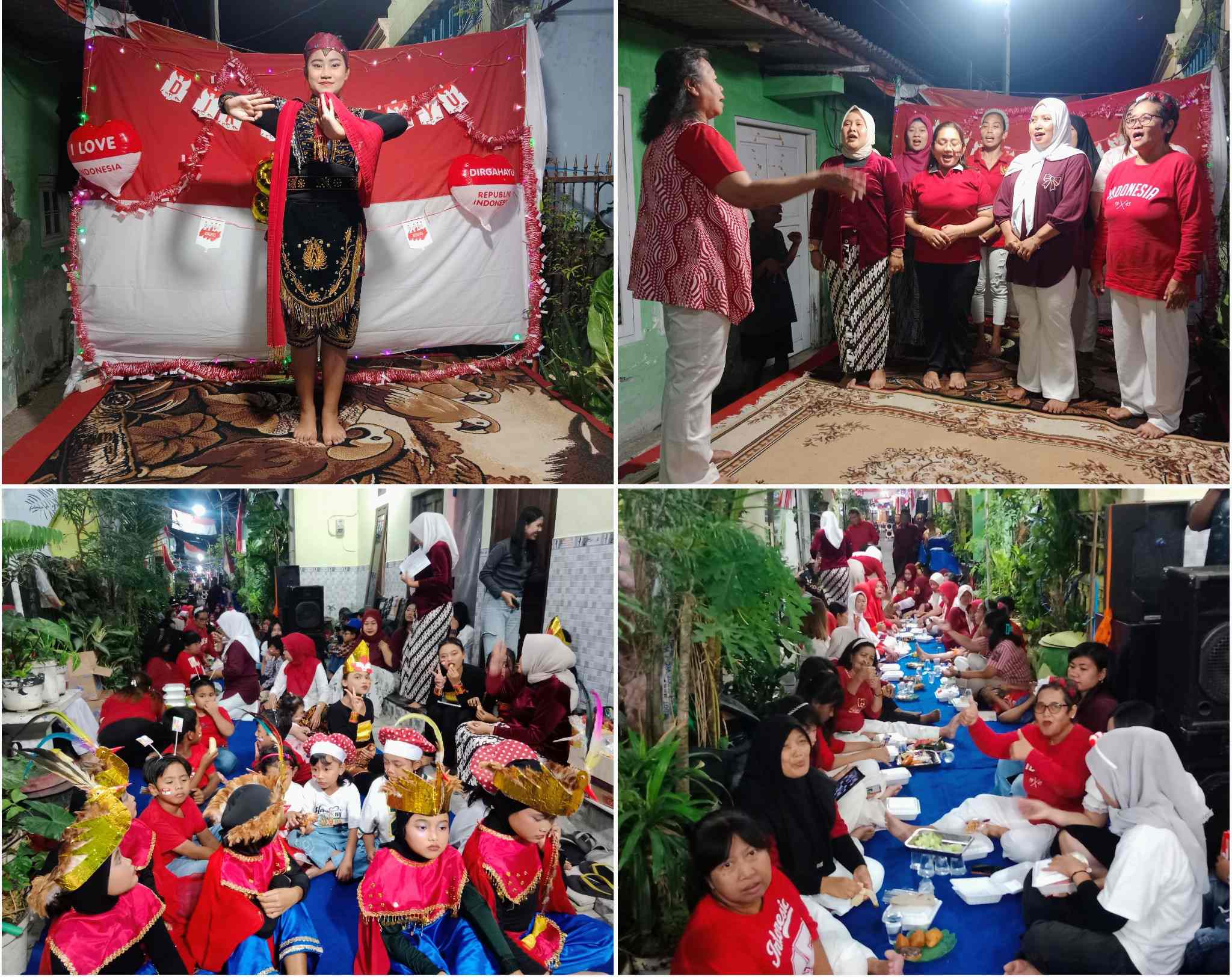 Foto: Warga Kupang Gunung Jaya Surabaya mengikuti pentas seni dan tasyakuran HUT ke-81 Kemerdekaan RI