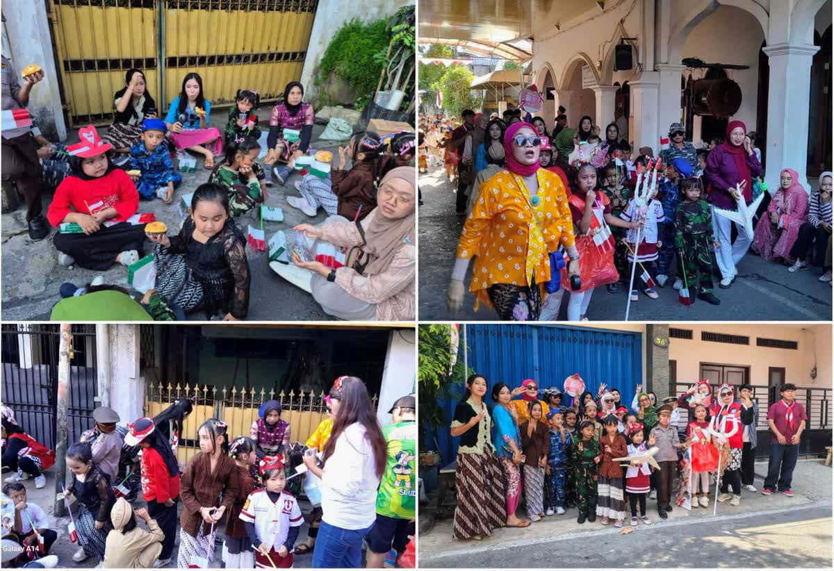 Foto: Karnaval HUT RI ke-81 warga RW 04 Kupang Panjaan Surabaya dengan pakaian adat Nusantara