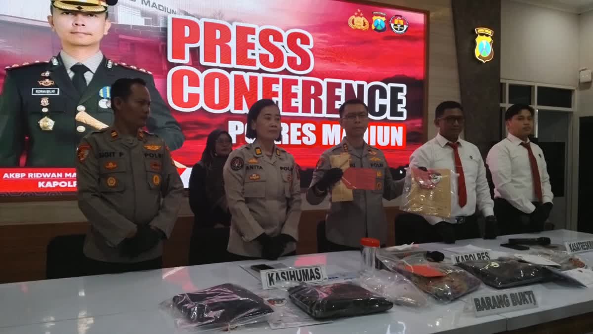 Foto: polres Madiun gelar press release kasus dugaan penggelapan kalung emas 